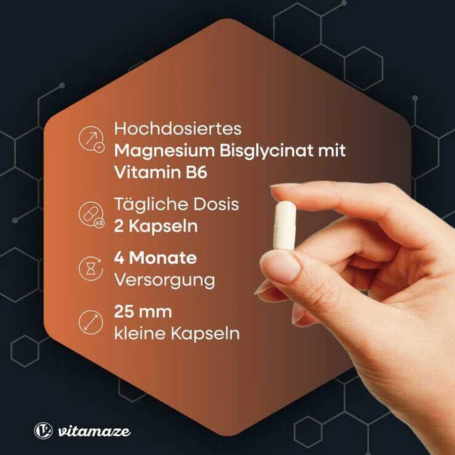 Capsule cu bisglicinat de magneziu + vitamina B6, 240 de capsule