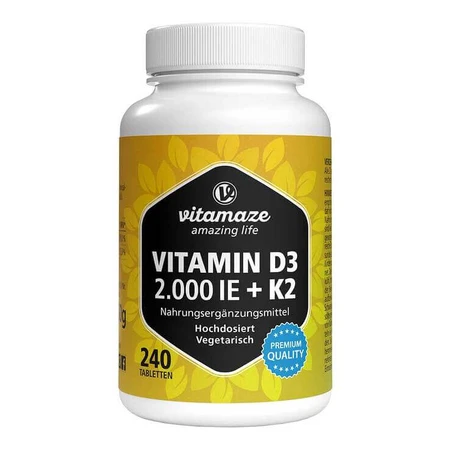 Vitamine D3 K2 2000 IE / 100 µg, extra krachtige tabletten, 240 tabletten