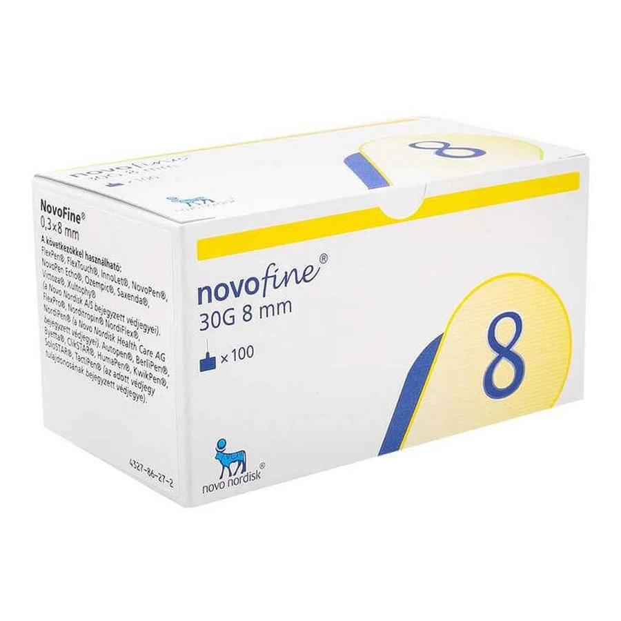 Novofine 8 aiguilles 0,30 x 8 mm CPC, boîte de 100 pièces