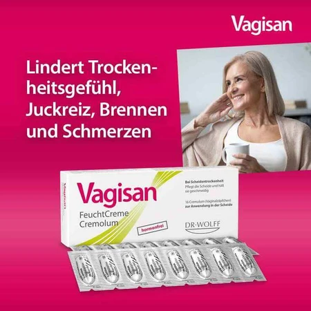Vagisan Moisturizing Cream Cremolum, 2 x 16 vaginal suppositories