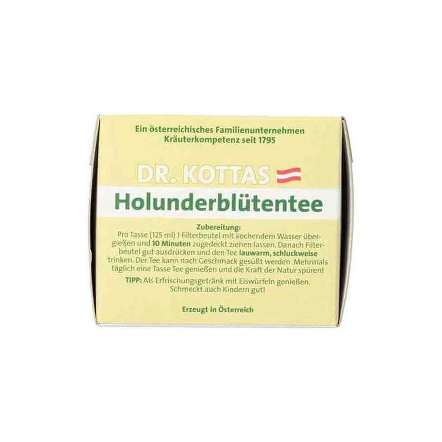 Herbata z kwiatów czarnego bzu Dr. Kottas w saszetkach, 20 saszetek: ceny i cechy