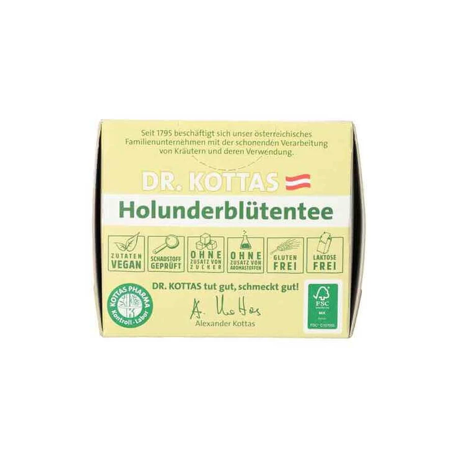 Herbata z kwiatów czarnego bzu Dr. Kottas w saszetkach, 20 saszetek: ceny i cechy