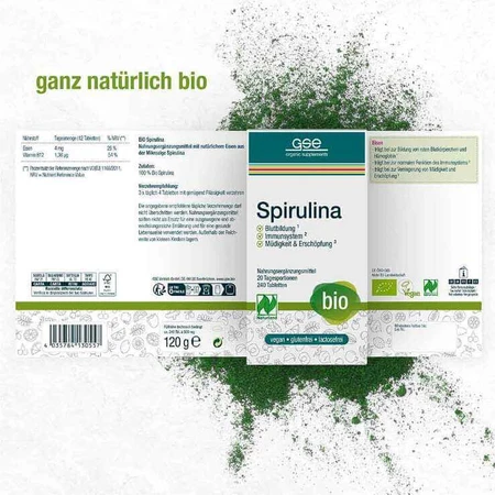Spiruline 500 mg, comprimés bio certifiés Naturland, 80 comprimés