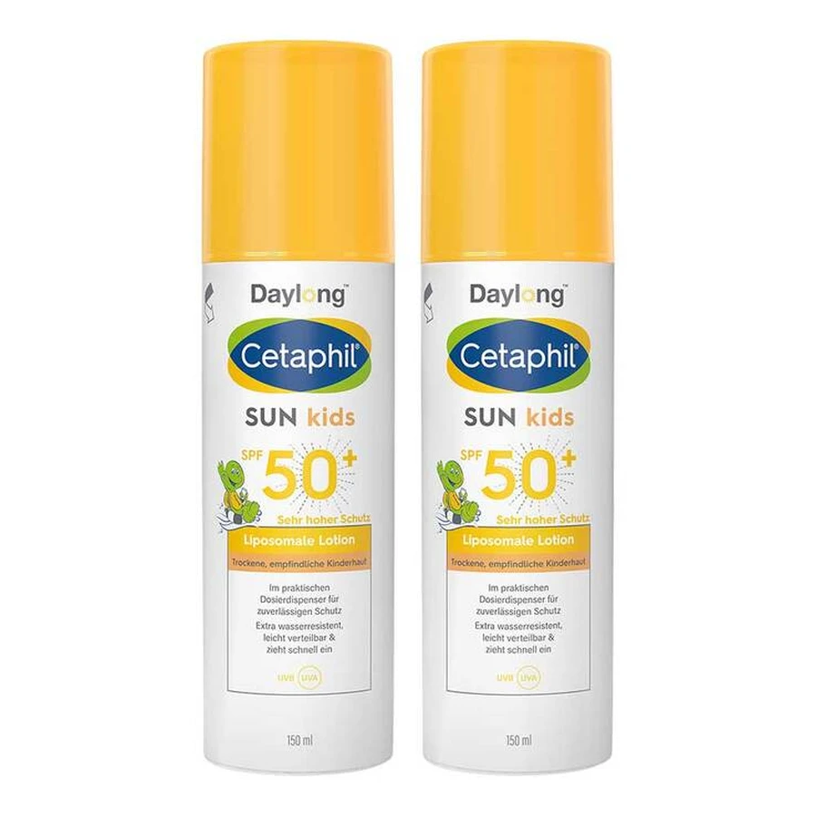Cetaphil Sun Kids loțiune liposomală cu protecție solară SPF 50+, 2 x 150 ml loțiune