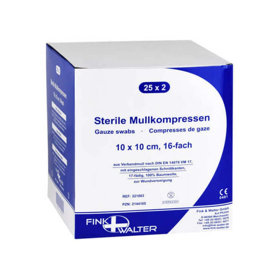 Comase de tifon 10x10 cm, sterile, cu 16 straturi, 10x10 bucăți