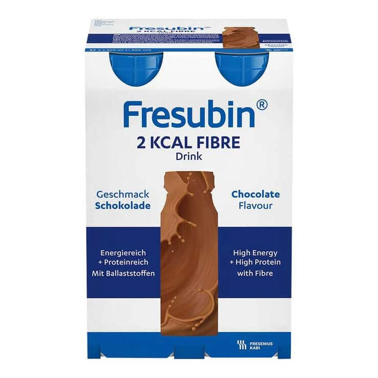 Fresubin 2 kcal fibre Drink Schokolade Trinkflasche, 4X200 ml Lösung