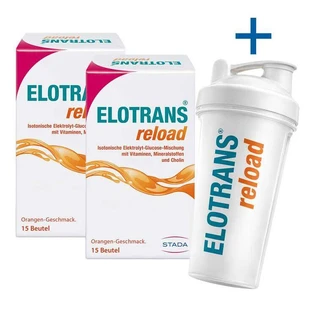 Elotrans reload – pulbere electrolitică cu vitamine, 2 pungi a câte 15x7,57 g