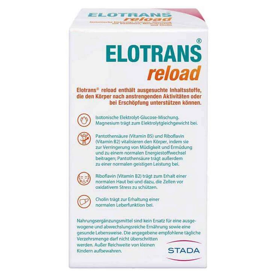 Elotrans reload – pulbere electrolitică cu vitamine, 2 pungi a câte 15x7,57 g