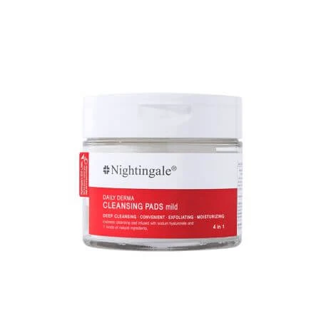 Daily Derma Gesichtsreinigungstücher mit Peeling- und Feuchtigkeitswirkung, 70 Stück, Nightingale