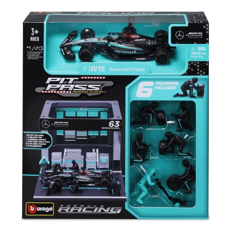 F1-Pit-Pass-Sammlermodell, Maßstab 1:43, George Russell, ab 3 Jahren, Bburago