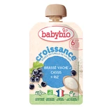 Bio-Püree-Beutel mit Milch, schwarzen Johannisbeeren und Reis, ab 6 Monaten, 100 g, BabyBio