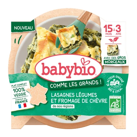 Lasagne mit Bio-Gemüse und Ziegenkäse, ab 15 Monaten, 200 g, Babybio