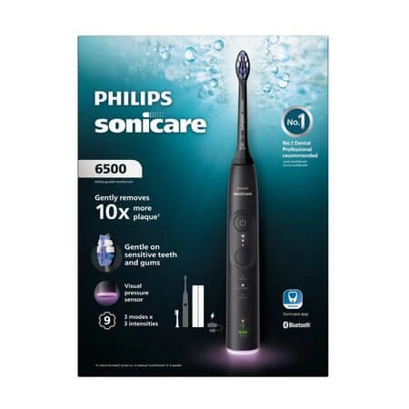 Philips Sonicare 6500 elektrische Zahnbürste mit Ladekoffer, schwarz, HX7411/09, Philips
