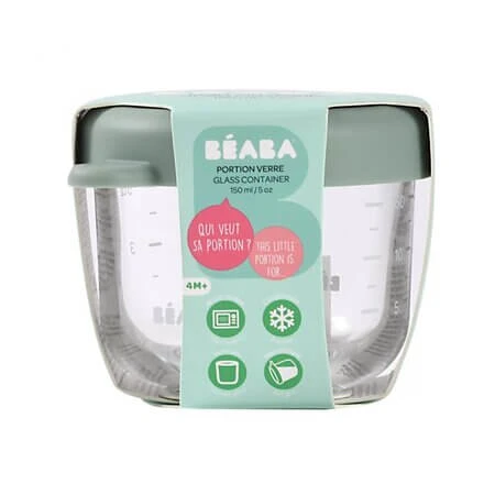 Luftdichter Glasbehälter, Salbeigrün, 150 ml, Beaba