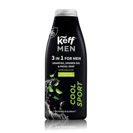 Cool Sport 3-in-1-Duschgel, Shampoo und Gesichtsreiniger, 500 ml, Keff Men