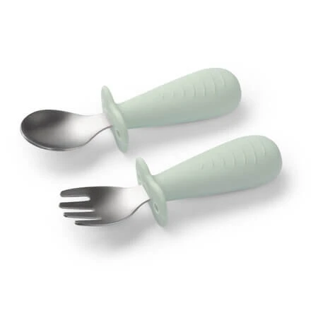Löffel- und Gabel-Set, grün, ab 12 Monaten, Babyono