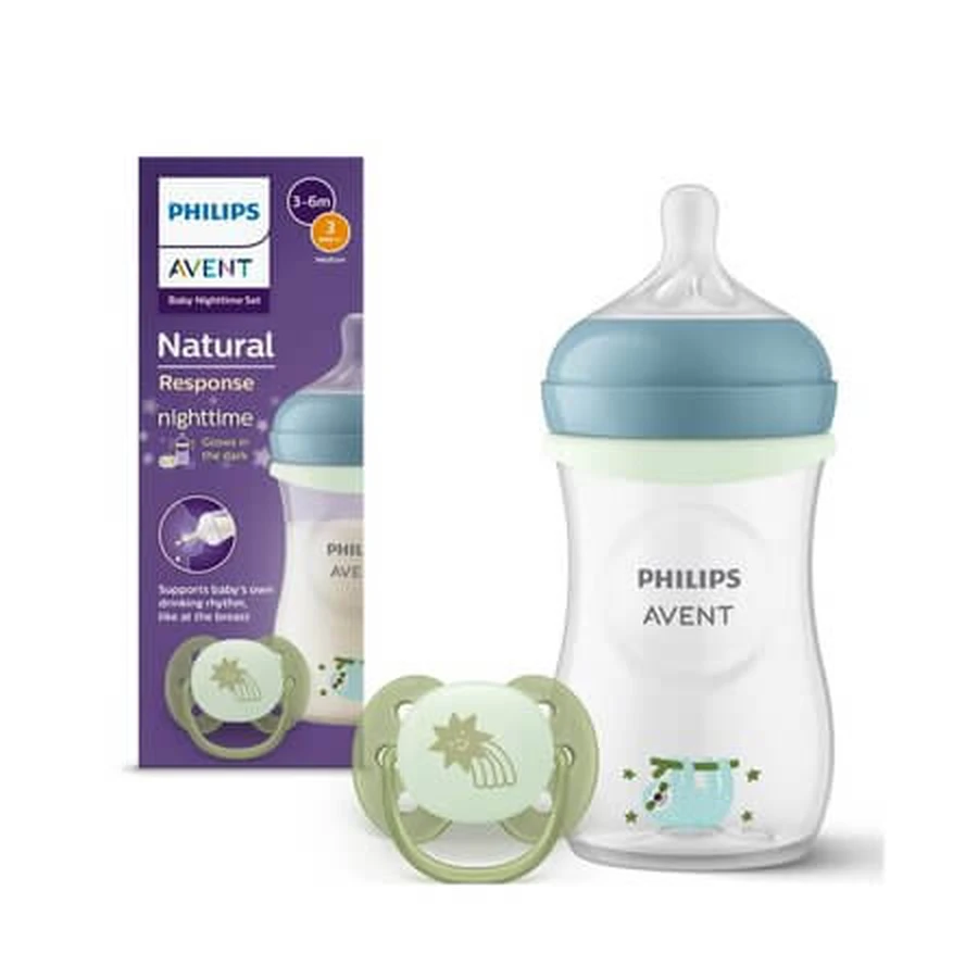 Zestaw butelek Avent Natural Response dla dzieci w wieku 3–6 miesięcy + ultra miękki smoczek dla dzieci w wieku 0–6 miesięcy, SCD838/17, Philips: ceny i cechy