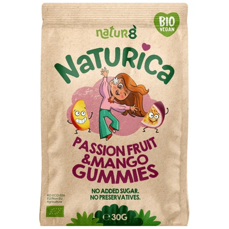 Bio-Fruchtgummibärchen, Mango und Passionsfrucht, 30 g, Naturica