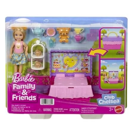 Barbie „Family and Friends“-Puppe, „Chelseas Club Surprise Tea Party“, ab 3 Jahren, Mattel