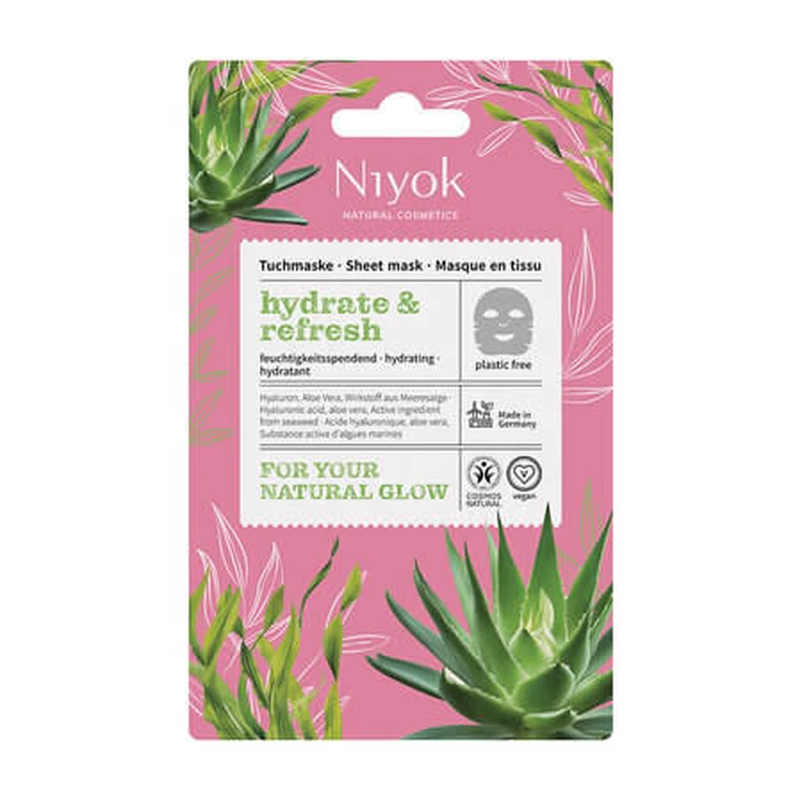 Masca de fata tip servetel, Hydrate & Refresh, 10 ml, Niyok