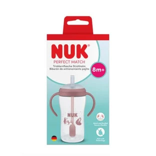 Cana de tranzitie cu toarte si pai Perfect Match, Roz, 8 luni+, 260 ml, Nuk