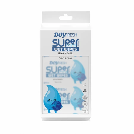 Feuchttücher, Super Mini White, 8 Packungen à 8 Tücher, Doyfresh