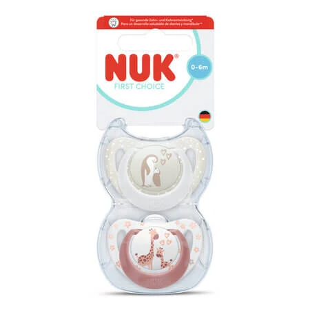 First Choice Schnuller-Set, Pinguin/Giraffe, 0–6 Monate, 2er-Pack, Nuk