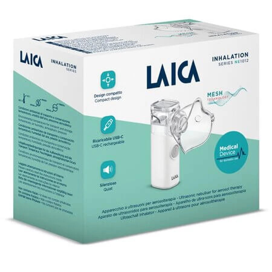 Dispositivo aerosol portatile e ricaricabile per adulti e bambini, NE1012, Laica