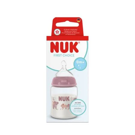 First Choice temperaturgeregelte Flasche mit S-Flow-Silikonsauger, ab 0 Monaten, 150 ml, Nuk
