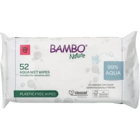 Feuchttücher (99 % Wasser), 52 Stück, Bambo Nature