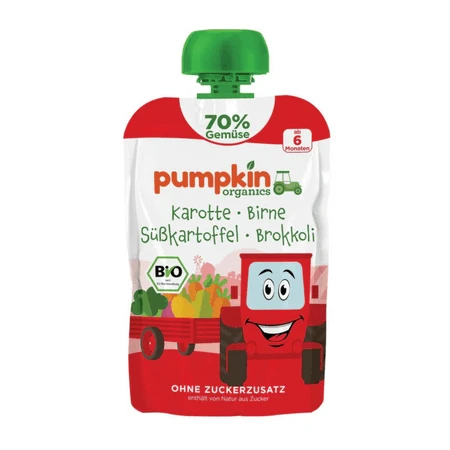 Püree aus Möhren, Birnen, Süßkartoffeln und Brokkoli, ab 6 Monaten, 100 g, Pumpkin Organics