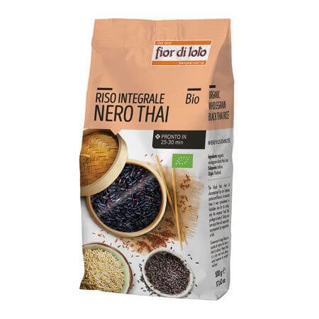 Schwarzer thailändischer Vollkorn-Öko-Reis, 500 g, Fior di Loto