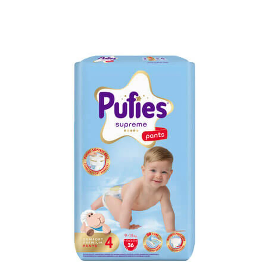 Scutece chilotel Supreme, Nr.4, 9-15 kg, 36 buc, Pufies