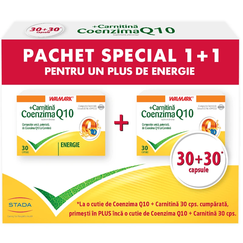 Coenzym mit Carnitin Paket 1+1, 30 + 30 Kapseln, Walmark