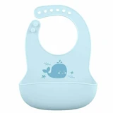 Baveta din silicon cu buzunar pentru firimituri, Albastru, Verde, Bej, 6 luni+, 1 bucata, Babynova