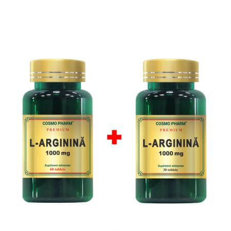 Pachet L-arginina, 1000 mg, 60 + 30 tablete, Cosmopharm