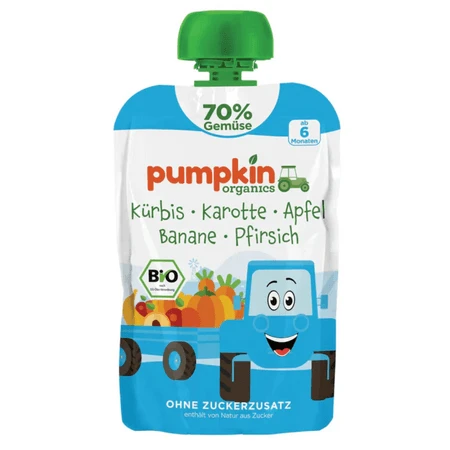 Bio-Püree aus Kürbis, Möhre, Apfel, Banane und Pfirsich, ab 6 Monaten, 100 g, Pumpkin Organics