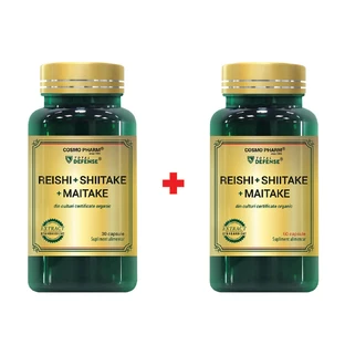 Pachet Reishi + Shiitake + Maitake, 60 + 30 capsule, Cosmopharm