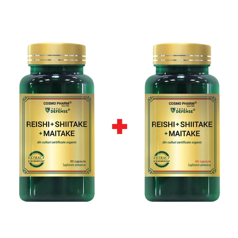 Reishi + Shiitake + Maitake Packung, 60 + 30 Kapseln, Cosmopharm
