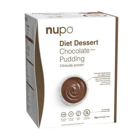 Diät-Dessert, vollständiger Mahlzeitenersatz zur Gewichtsregulierung, Schokolade, 12 x 32 g, Nupo