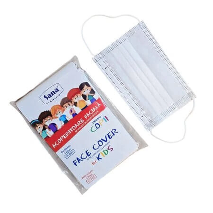 Children's Face Mask, White, 10-pack, Sana