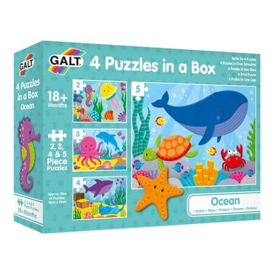 Set 4 puzzle-uri, Oceanul vesel, 18 luni+, 2-5 piese, Galt