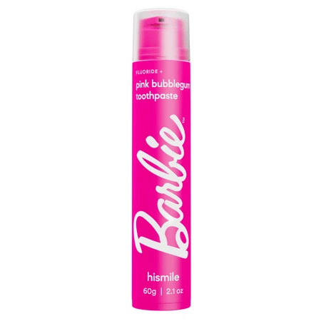 Fluorid-Zahnpasta, Barbie-Rosa, Bubble Gum, 60 g, Hismile
