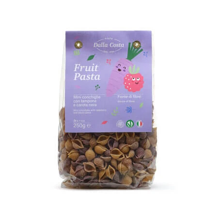 Mini-Conchiglie-Nudeln mit Himbeeren und schwarzen Möhren, 250 g, Dalla Costa