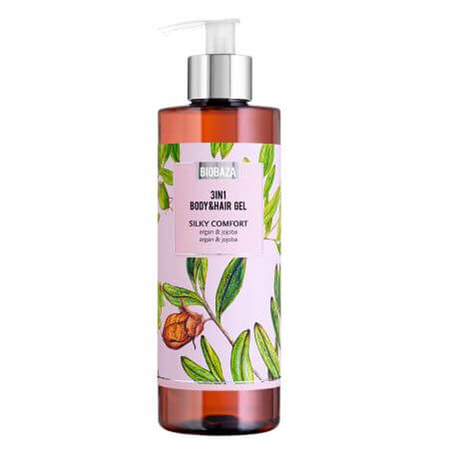 Sampon si gel de dus cu ulei de argan si jojoba, Silky Comfort, 400 ml, Biobaza