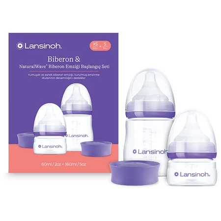 NaturalWave-Flaschenset mit Sauger, 60 ml XS + 160 ml S, Lansinoh