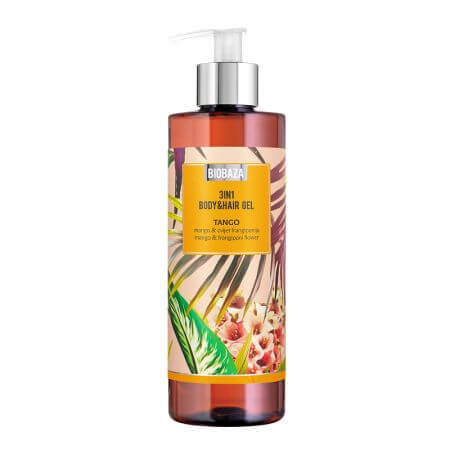 Sampon si gel de dus, cu parfum natural de mango si frangipani, Tango, 400 ml, Biobaza