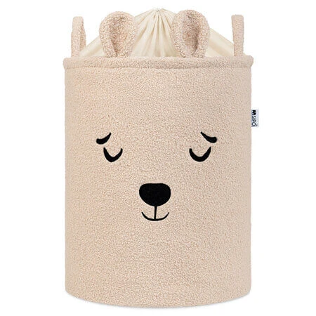 Faltbarer Aufbewahrungskorb, 43 l, beige, Plüschbär aus Bouclé, Sipo