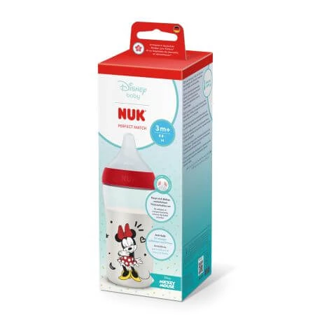 M Perfect Match Flasche mit Silikonsauger, Minnie, ab 3 Monaten, 260 ml, Nuk