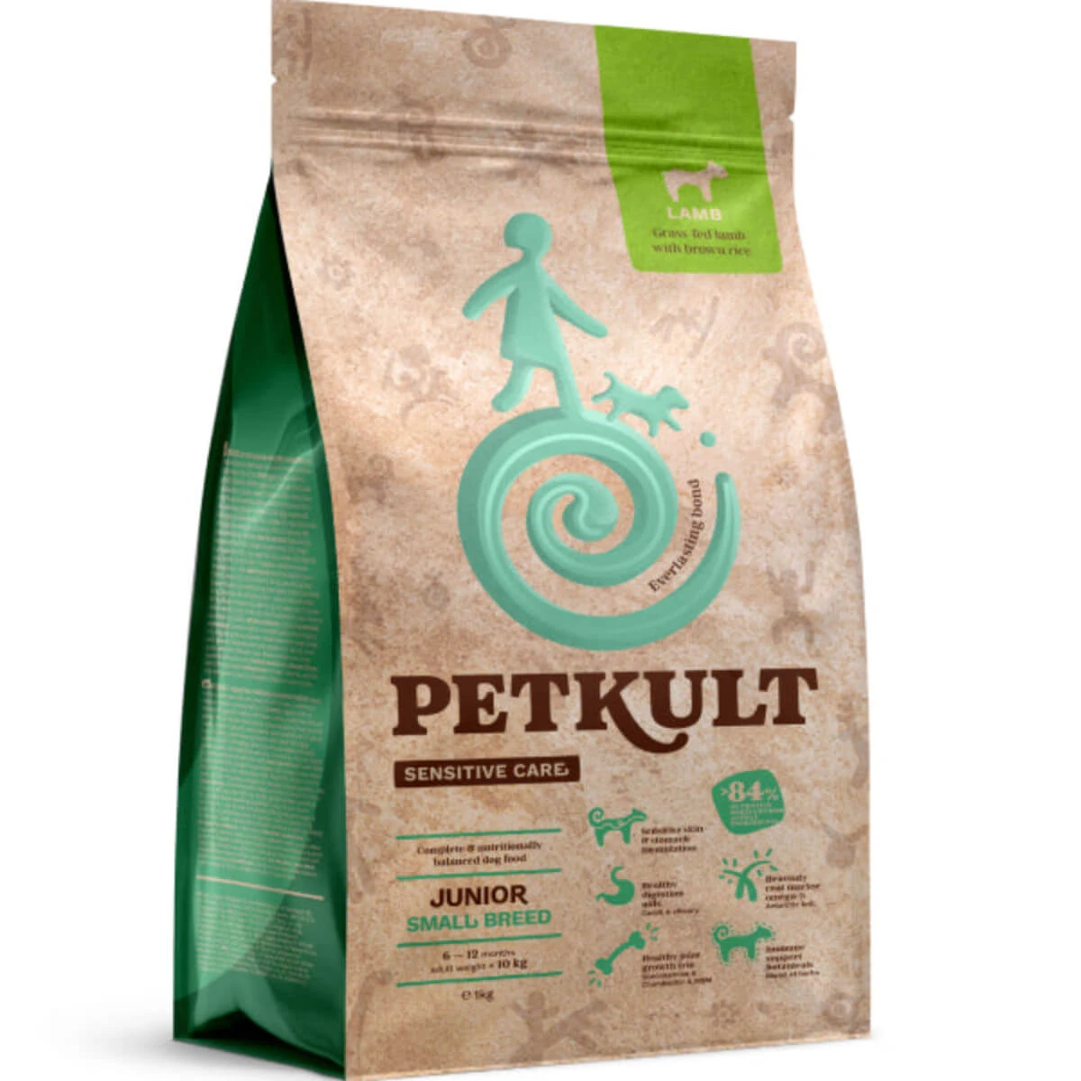 PETKULT Sensitive Care Junior Small Breed, XS-S, Lamm, Trockenfutter für Junghunde, Allergiker, 3 kg